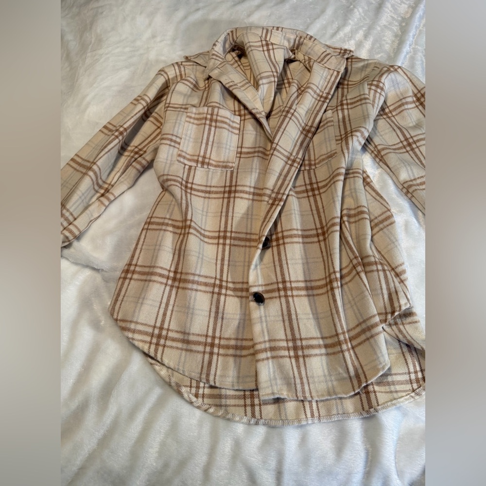 Plaid Button-Up Shirt Jacket - Picture 3 of 7